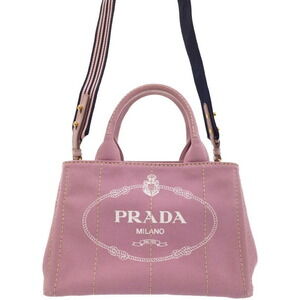 Prada Canapa Tote canvas handbag top handles 2way Pink
